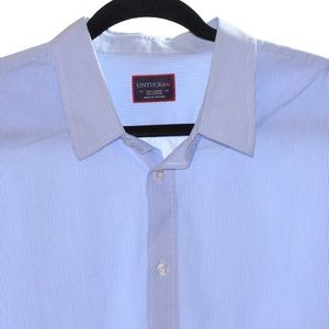 Untuckit (2XL) Blue White Striped Long Sleeve